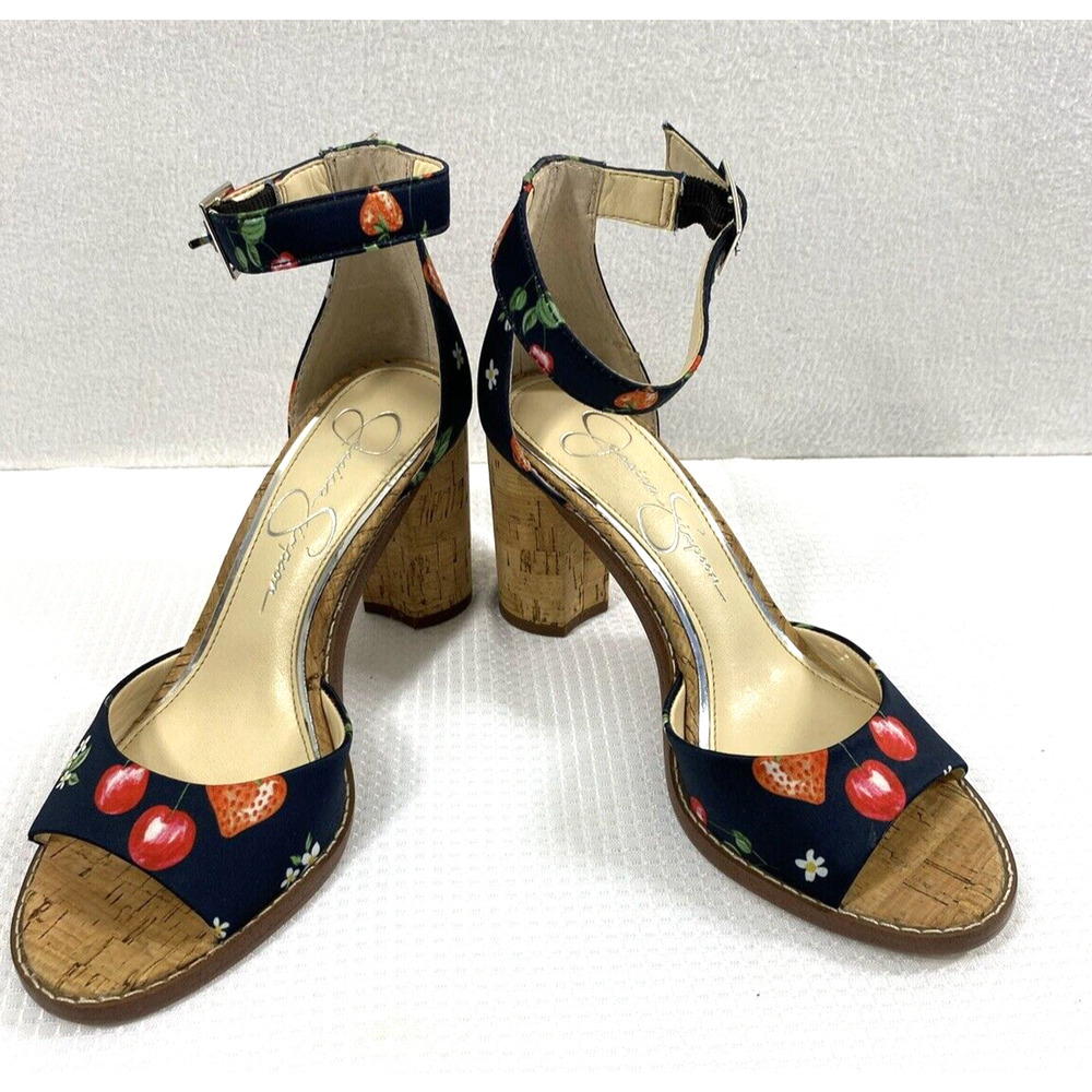 Jessica Simpson Heels Womens Size 6 Cherries Strawberries Open Toe Ankle Strap‎